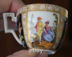 Est Demitasse Cup & Saucer Coll #4 1850 Helena Wolfsohn Dresden Courting Scenes