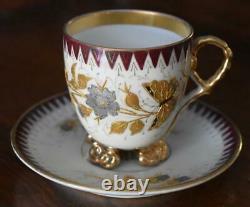 Estate Demitasse Cup & Saucer #9 Early 1900s Aesthetic Movement Floral Butterfly