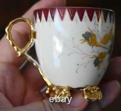 Estate Demitasse Cup & Saucer #9 Early 1900s Aesthetic Movement Floral Butterfly