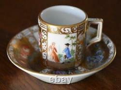 Estate Demitasse Cup & Saucer Coll #2 1850 Helena Wolfsohn Dresden Hand Painted