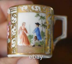 Estate Demitasse Cup & Saucer Coll #2 1850 Helena Wolfsohn Dresden Hand Painted