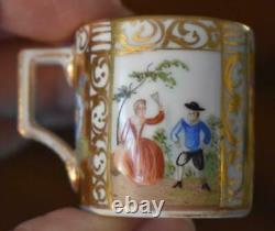 Estate Demitasse Cup & Saucer Coll #2 1850 Helena Wolfsohn Dresden Hand Painted