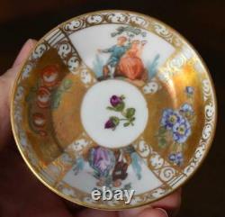 Estate Demitasse Cup & Saucer Coll #2 1850 Helena Wolfsohn Dresden Hand Painted