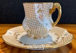 Excellent Limoges Ls & S (lewis Straus & Sons) Painted Demitasse Cup And Saucer