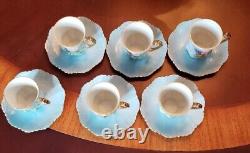 Exquisite & RARE 6 Vintage Floral and Grapes Demitasse cups & saucers J. Wallace