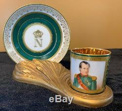 Extremely Rare M. Imp de Sevres Napoleon 1st Demitasse Cup & Saucer
