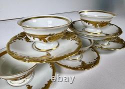 FIND Vintage KPM Poland Fryderyka 5 Demitasse Cups Saucers Gold Leaf Rococo