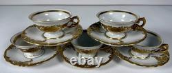 FIND Vintage KPM Poland Fryderyka 5 Demitasse Cups Saucers Gold Leaf Rococo FIND Vintage KPM Poland Fryderyka 5 Demitasse Cups Saucers Gold Leaf Rococo