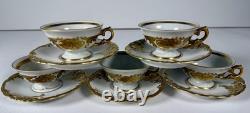 FIND Vintage KPM Poland Fryderyka 5 Demitasse Cups Saucers Gold Leaf Rococo