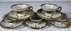 FIND Vintage KPM Poland Fryderyka 5 Demitasse Cups Saucers Gold Leaf Rococo