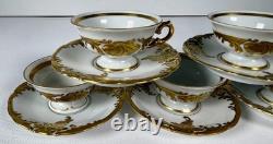 FIND Vintage KPM Poland Fryderyka 5 Demitasse Cups Saucers Gold Leaf Rococo