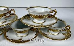 FIND Vintage KPM Poland Fryderyka 5 Demitasse Cups Saucers Gold Leaf Rococo