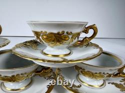 FIND Vintage KPM Poland Fryderyka 5 Demitasse Cups Saucers Gold Leaf Rococo