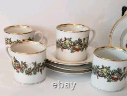 FITZ AND FLOYD St Nicholas SET of 4 DEMITASSE Cups and Saucers Christmas