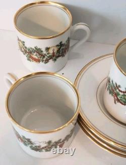 FITZ AND FLOYD St Nicholas SET of 4 DEMITASSE Cups and Saucers Christmas