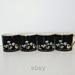 FITZ & FLOYD CHINOISERIE Demitasse CUPS SAUCER Set of 4 BUDDHA PAGODA CRANE