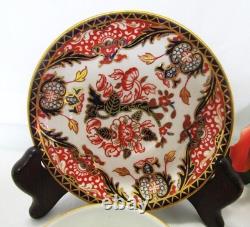 FOUR VINTAGE ROYAL CROWN DERBY KING'S IMARI 383 DEMITASSE CUPS & SAUCERS ca1924