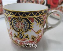 FOUR VINTAGE ROYAL CROWN DERBY KING'S IMARI 383 DEMITASSE CUPS & SAUCERS ca1924