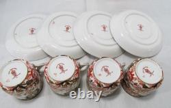 FOUR VINTAGE ROYAL CROWN DERBY KING'S IMARI 383 DEMITASSE CUPS & SAUCERS ca1924