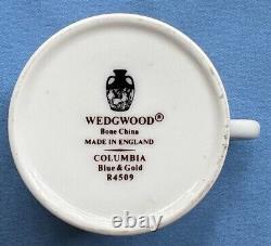 FOUR Wedgwood Columbia Blue & Gold R4509 Demitasse Cup and Saucer Sets