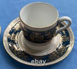 FOUR Wedgwood Columbia Blue & Gold R4509 Demitasse Cup and Saucer Sets