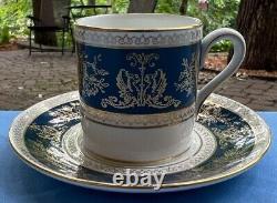 FOUR Wedgwood Columbia Blue & Gold R4509 Demitasse Cup and Saucer Sets