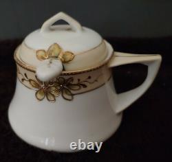 FREE Antique Japanese 6 Demitasse Porcelain Sets & Sugar Bowl Gold Guilded