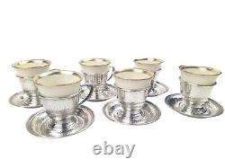 FS Co Sterling Silver Demitasse Cups Saucers Set of 6 Lenox China Gold Inserts