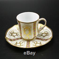 Faberge Gold, Enamel & Jeweled Demitasse Cup Saucer Limoges Porcelain China 24K