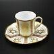 Faberge Gold, Enamel & Jeweled Demitasse Cup Saucer Limoges Porcelain China 24k