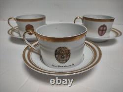 Faberge Limoges Imperial egg Demitasse Set of 3 Cups And Saucers