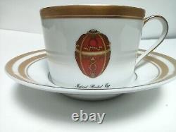 Faberge Limoges Imperial egg Demitasse Set of 3 Cups And Saucers