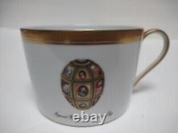 Faberge Limoges Imperial egg Demitasse Set of 3 Cups And Saucers