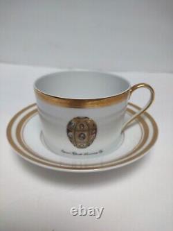 Faberge Limoges Imperial egg Demitasse Set of 3 Cups And Saucers