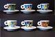 Faces Illy Collection 1994 Espresso Demitasse Cups Saucers Set Of 6 Sandro Chia