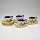 Faenza Italy Majolica Pottery Blue Yellow Set Of 4 Demitasse Cups And 6 Saucers