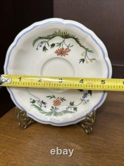 Faiencerie De Gien Coffee Pot & 6 Demitasse Cups & Saucers Oiseau De Paradis