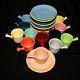 Fiesta Ad Demitasse Espresso Cup And Saucer Stick Handle 12 Discontinued Sets