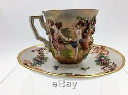 Fine 18th-19th Century Italian Capodimonte Porcelain Demitasse Cup & Saucer