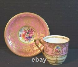 Fine Vintage Hand Painted Floral Royal Worcester Demitasse Cup and Saucer