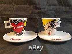 Fiorucci Pop Art Post Modern Demitasse Espresso Cups & Saucers 4pc Set