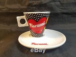 Fiorucci Pop Art Post Modern Demitasse Espresso Cups & Saucers 4pc Set