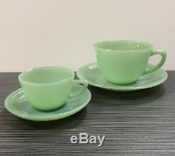 Fire King Jadite / Jadeite / Jade-ite Jane Ray Demitasse Cup And Saucer Set (1)