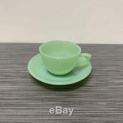 Fire King Jadite / Jadeite / Jade-ite Jane Ray Demitasse Cup And Saucer Set (1)