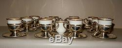 Fisher Sterling Silver Demitasse Cups & Saucers with Rosenthal Insert SET OF 12