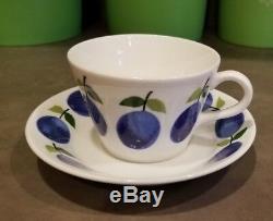 Flat Demitasse Cup & Saucer Set Prunus Stigl Gustavsberg Sweden ORIGINAL VINTAGE