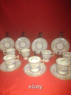 Footed Royal Morella Blue Demitasse Cups And Saucers