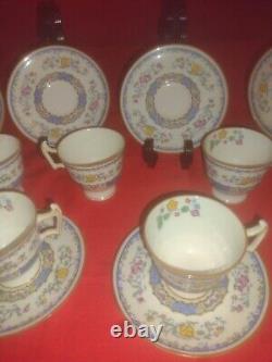 Footed Royal Morella Blue Demitasse Cups And Saucers