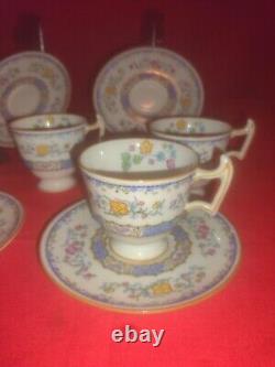 Footed Royal Morella Blue Demitasse Cups And Saucers