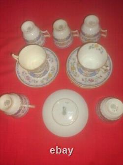 Footed Royal Morella Blue Demitasse Cups And Saucers